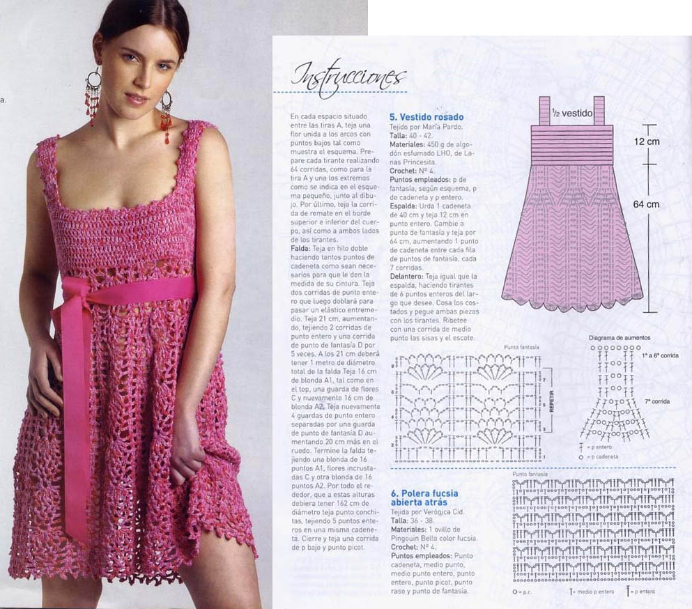 vestido rosa croche