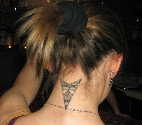 cross tattoos for men on neck. tattoos on back of neck for women. neck tattoos for girls