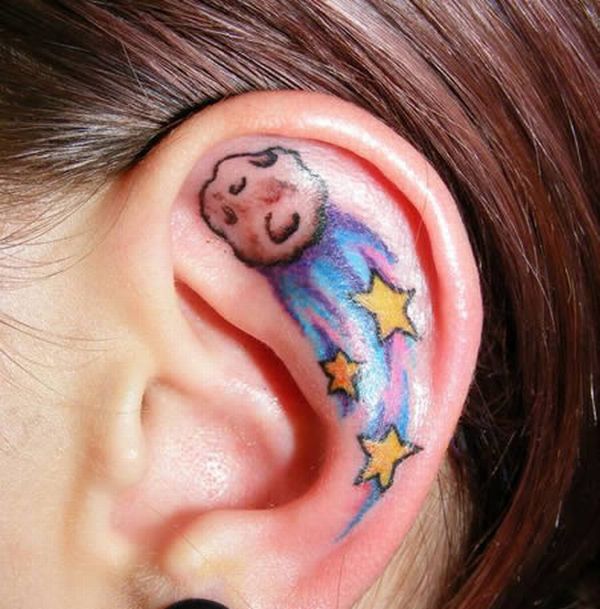 Star Tattoos Ear. Star Tattoo ar Ear