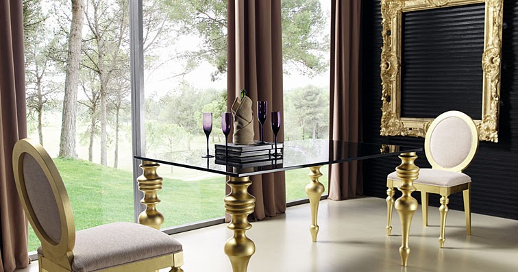 Mesas de comedor por La Decoradora Experta: El dorado entra en el comedor