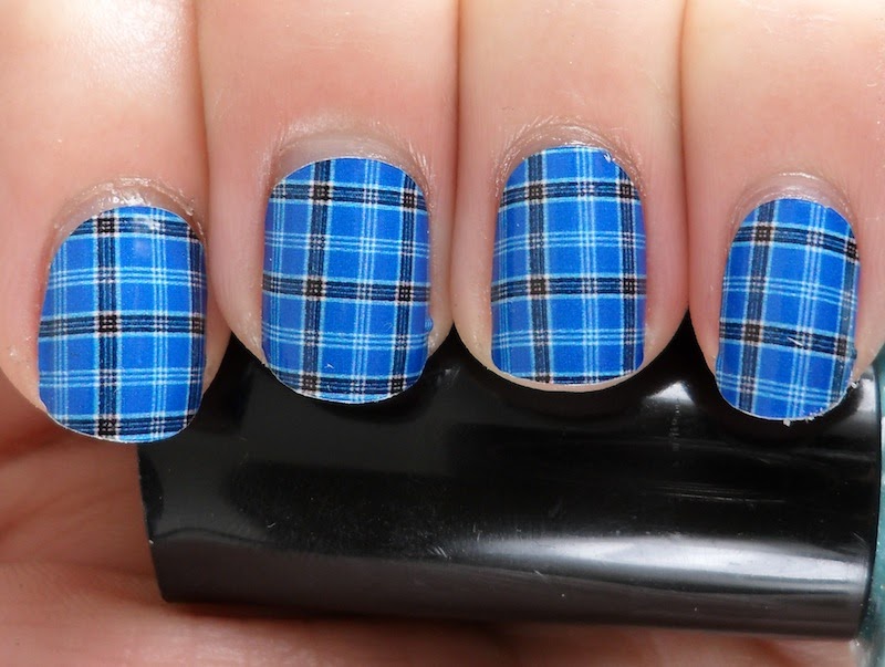 Polish or Perish Inque Nail Stickers in Blue Plaid (and my custommade