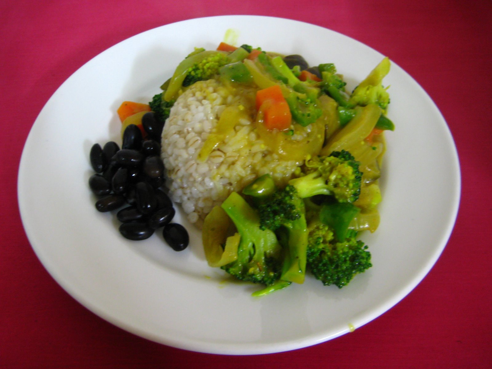 Rice with Veggie Coconut Curry & Black Beans