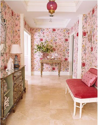 pink wallpaper room. the pink floral wallpaper,