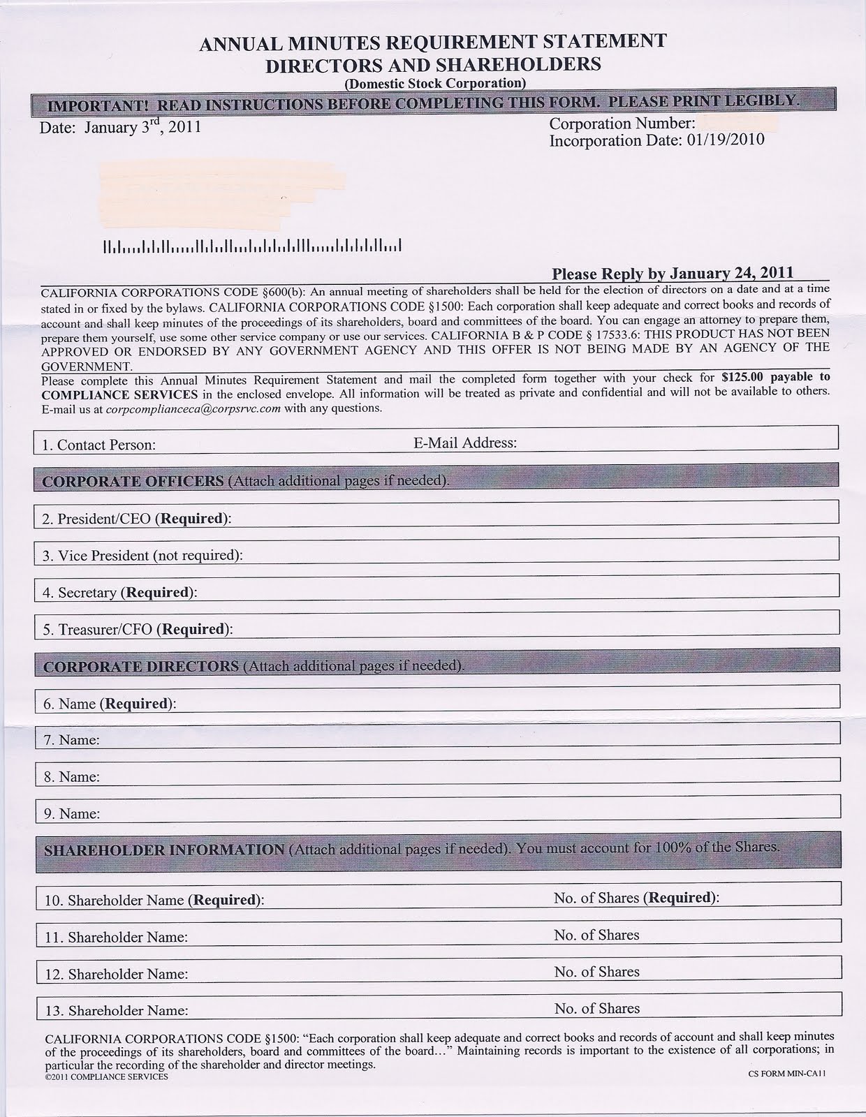 s corporation minutes template free