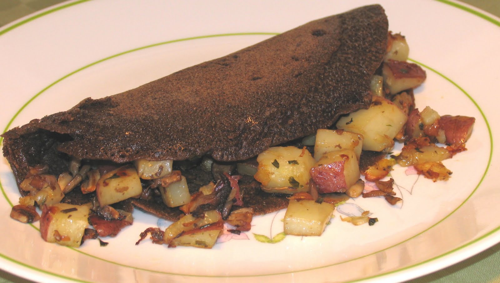 The Discerning Kitchen Buckwheat Crepes with Potato Mushroom Filling