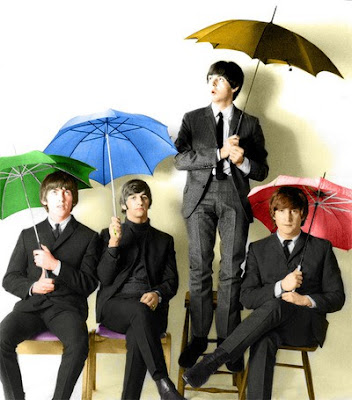 beatles with umbrellas