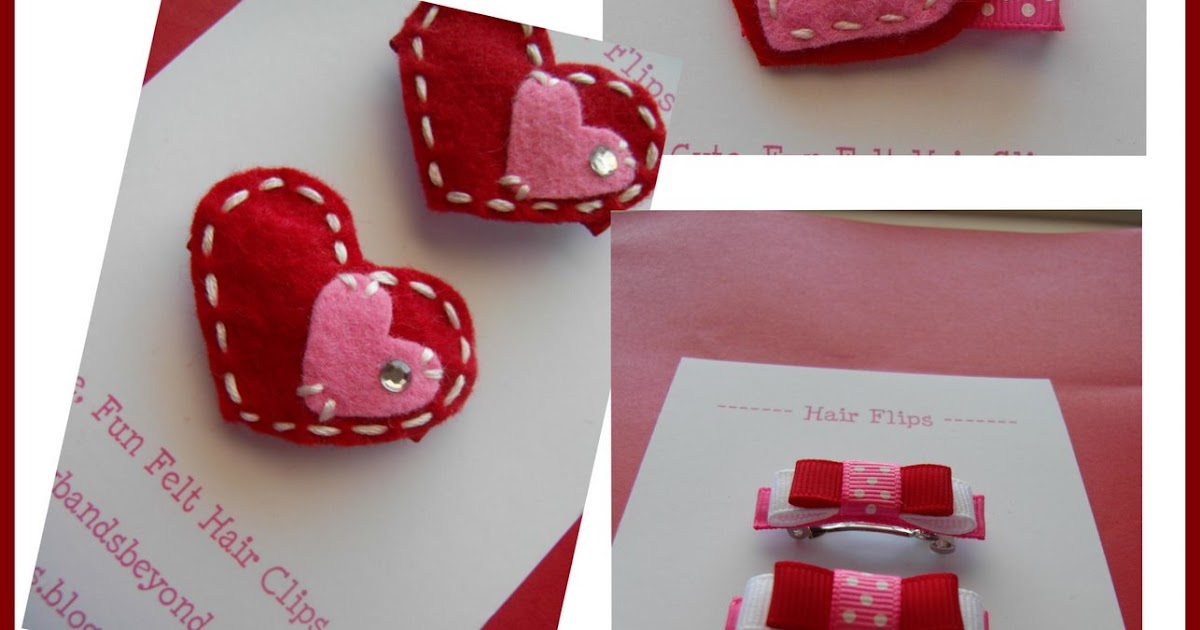 Hair Flips Fun, Felt Hair Clips Valentine hair clips