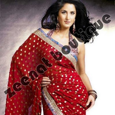 Katrina Kaif in Red Designer Sarees