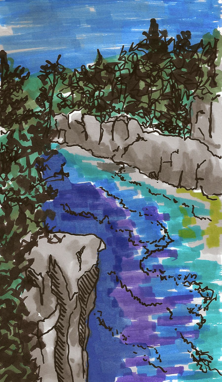 art journal drawing page of taylors falls