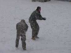 Snow ball fight in the court yard