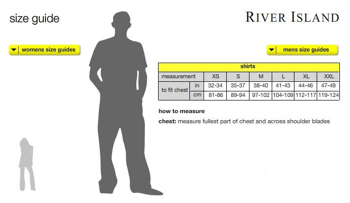 River Island Mens Jacket Size Chart