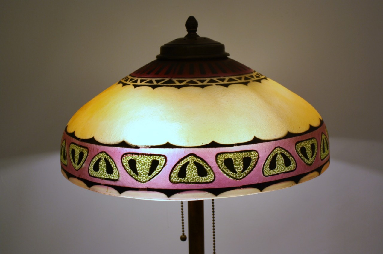 Views from North Cecil Pittsburgh Lamp of 1910 with Reverse painted Shade
