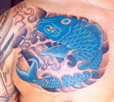 Koi Fish Tattoo Design With Natural Colors