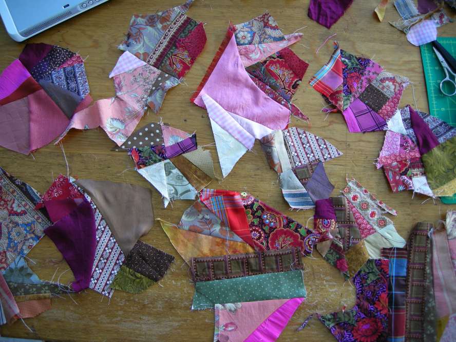 Allie's in Stitches Crazy Crumb Piecing...A Tutorial
