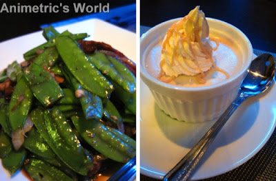 Sugar Snap Peas with Shitake Mushrooms and Caramel Mousse