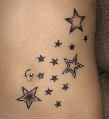 Shooting star tattoo designs. Single star stencil. Moon and shooting star