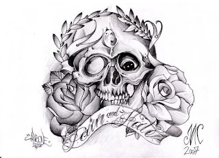 Caveira com rosas