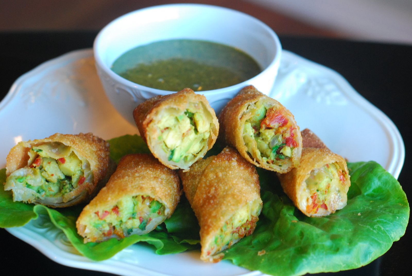 Cooking à la Mode Avocado Egg Rolls w/ Sweet Cilantro Dipping Sauce