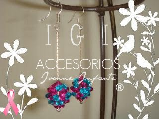 Aretes hechos en material swarovski y cadena de plata