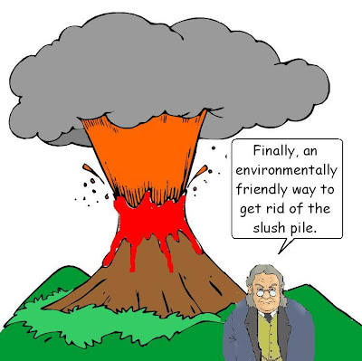 cartoon of volcano
