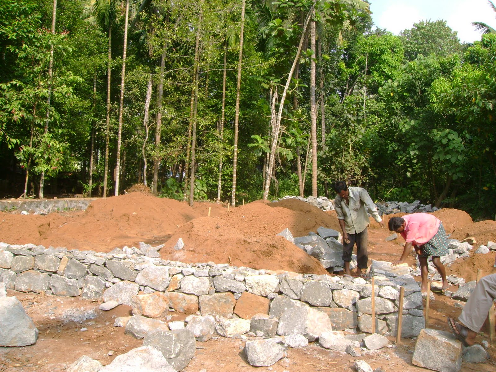 Kerala House construction at Koratty Basement rubble work