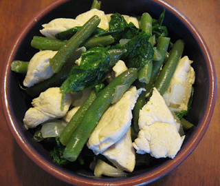 thai green curry with chicken, green beans, and spinach over millet, adapted from Cook Sister!