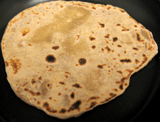 whole wheat roti (Indian flatbread), adapted from Peter Reinhart's Whole Grain Breads