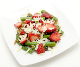 spelt berry, asparagus, and strawberry salad