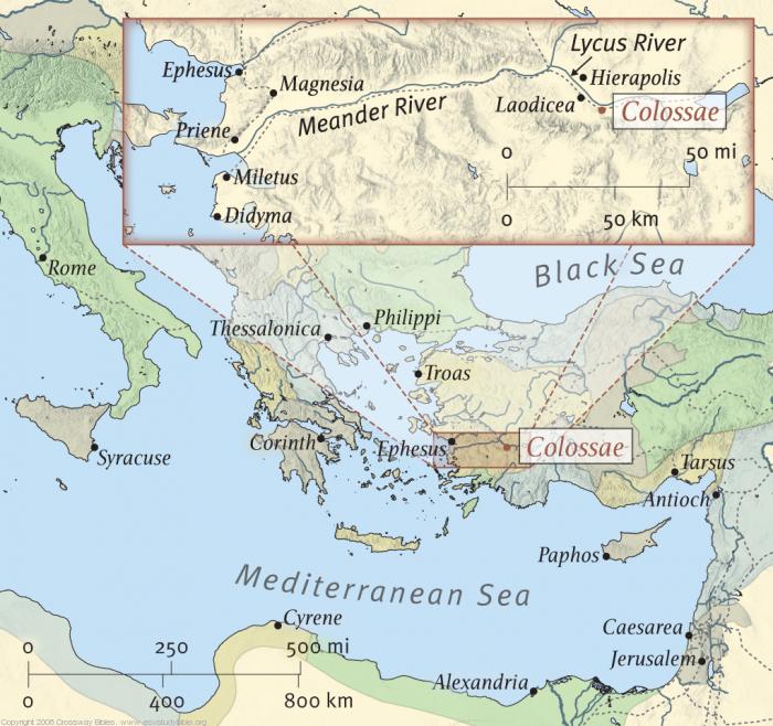 Map Of Colossae And Surrounding Areas