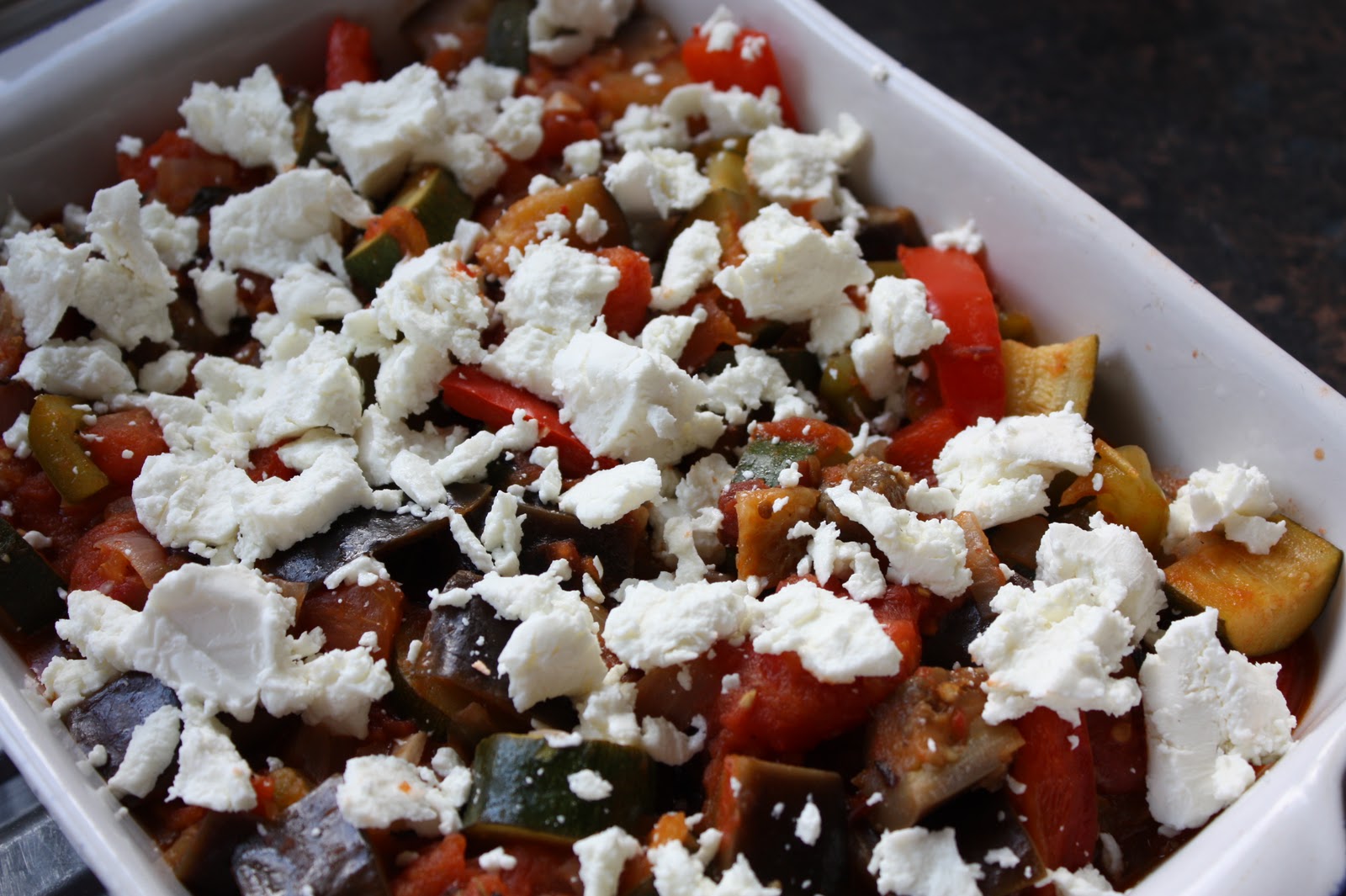 Plum Kitchen Ratatouille and goat cheese crumble