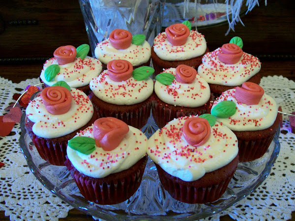 Red Velvet Cupcakes with Roses