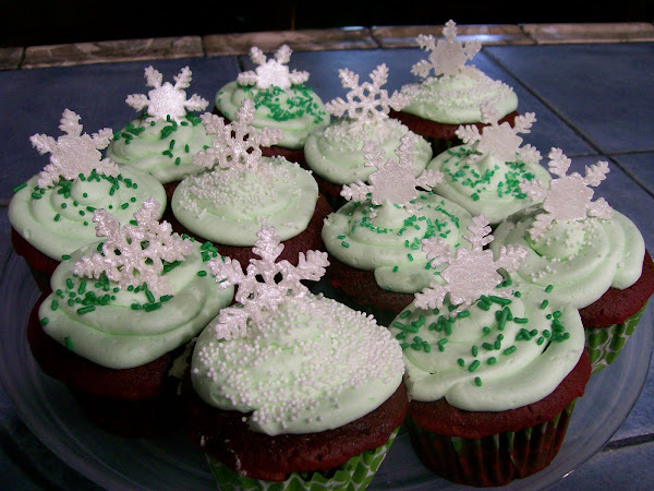 Snowflake Red Velvet Cupcakes