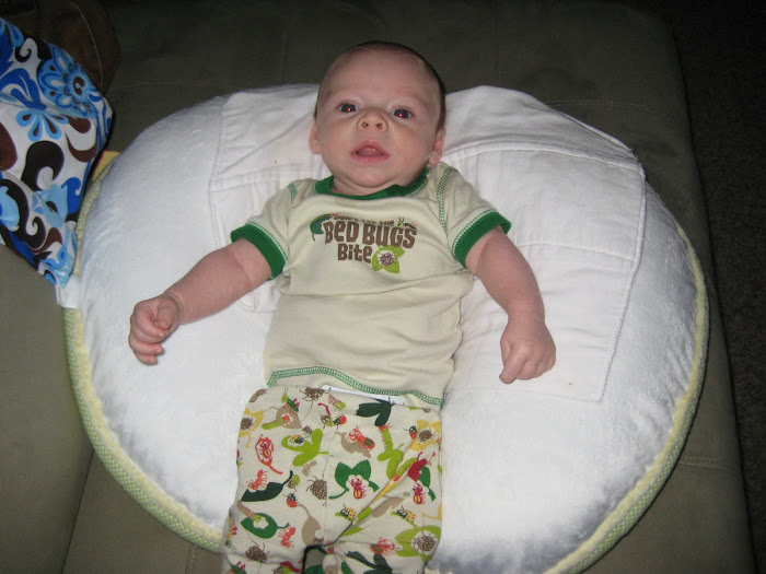 Chilling out in his pj's...
