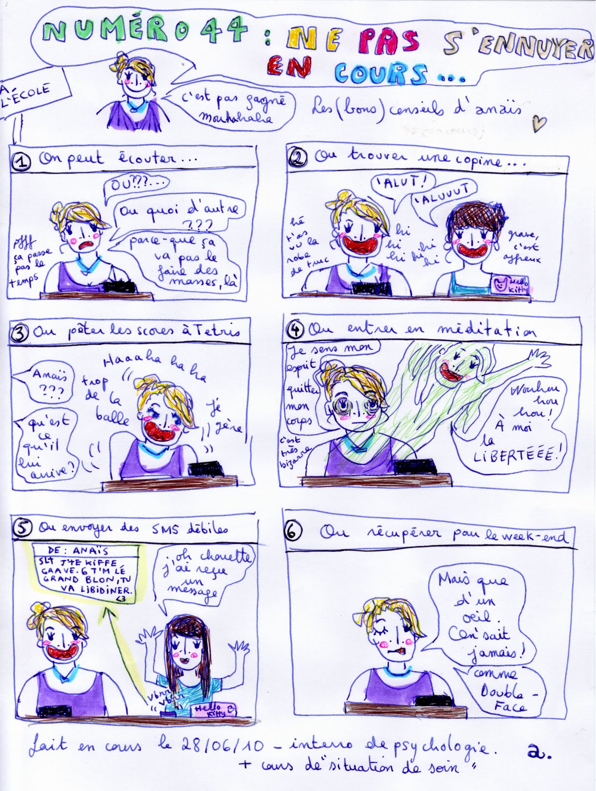 LES (bons) CONSEILS D'ANAIS NUMERO 44 ne pas s'ennuyer en cours...