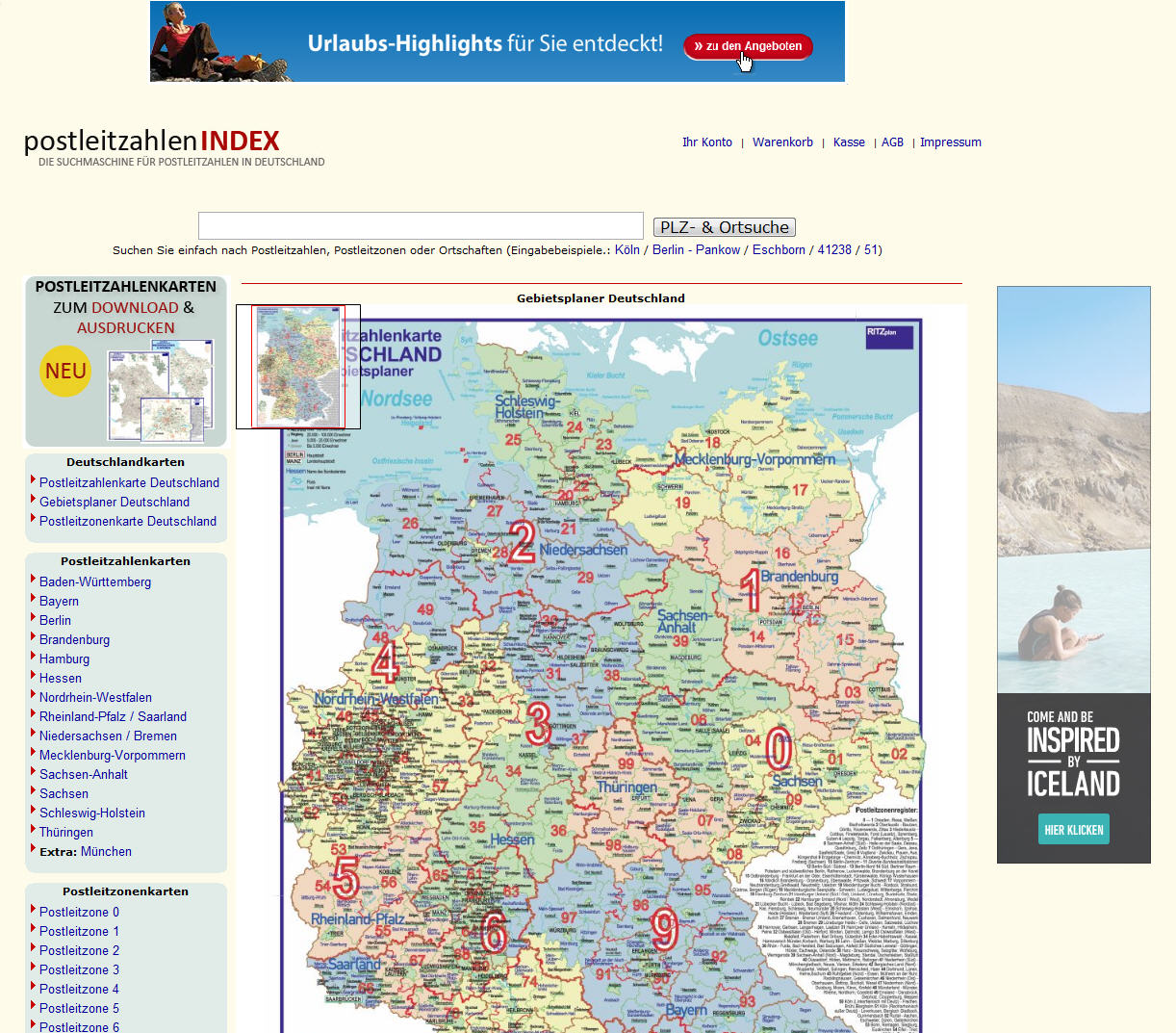 Deutschlandkarte Postleitzahlenindex Bietet Postleitzahlenkarten Als E Paper Download An