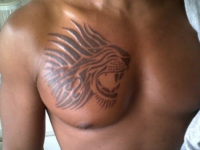 Lion Tattoo on Chest - Zodiac Sign Tattoo LEO