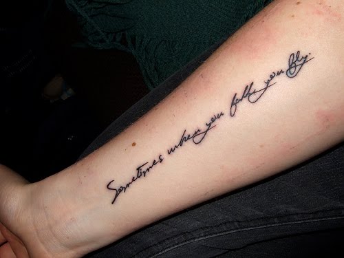 Quote Tattoo on Girls Forearms
