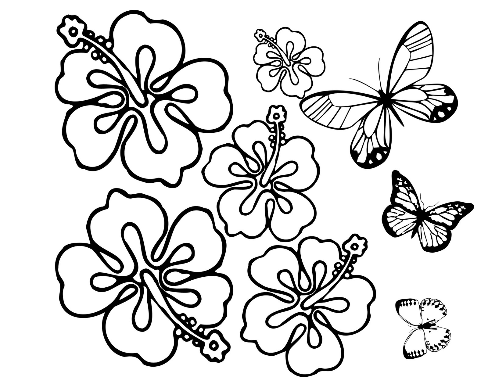 Dibujos de mariposas y flores para colorear - Imagui