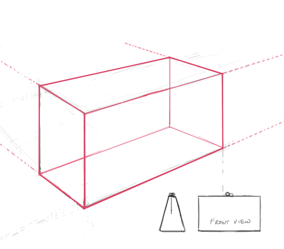 Line Art Box Design : Perspective box to draw accessories workroom sketching
