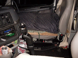 Buddy's bed in the passenger seat
