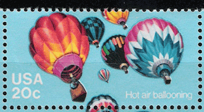 Scott 2033, 20¢ Hot Air Ballooning from Variety of Ballons #2032-35