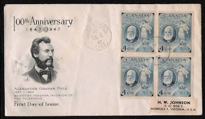 Canada 274 Alexander Graham Bell, Artcraft Block 4, FDC