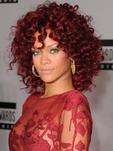 rihanna afro red. Rihanna#39;s Curly Red Fro