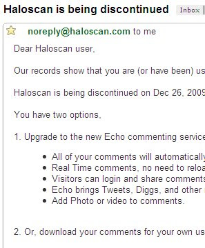 Dear Haloscan user,