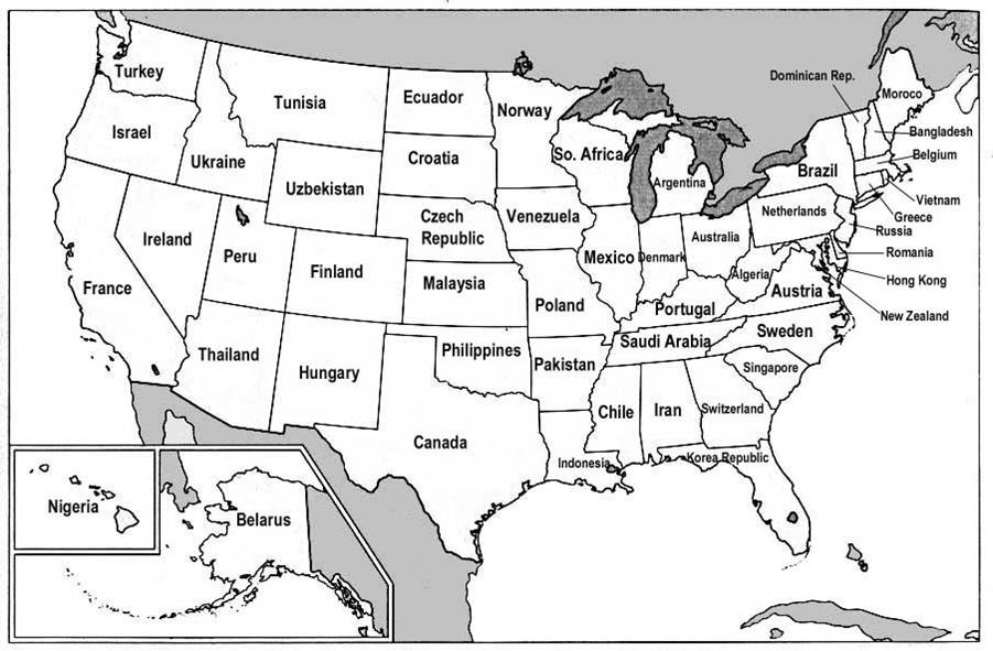 The map shows the 50 map of usa with states and cities. The map shows the 50