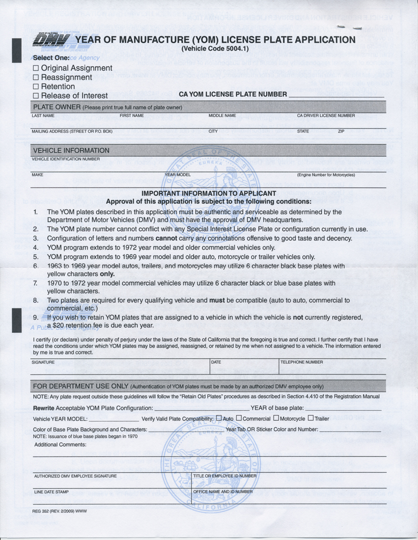 Big Blue's Online Carburetor California Year of Manufacture (YOM