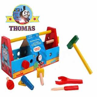 kids toy Thomas Tools with toolbox set finished in wood featuring the train Thomas picture artwork