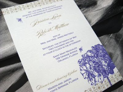 wedding invites with purple hydrangeas
