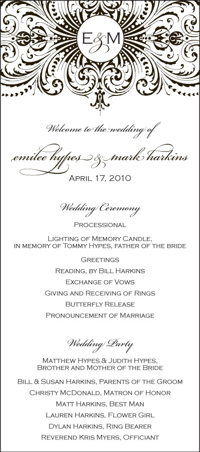 Simple Wedding Reception Program Script