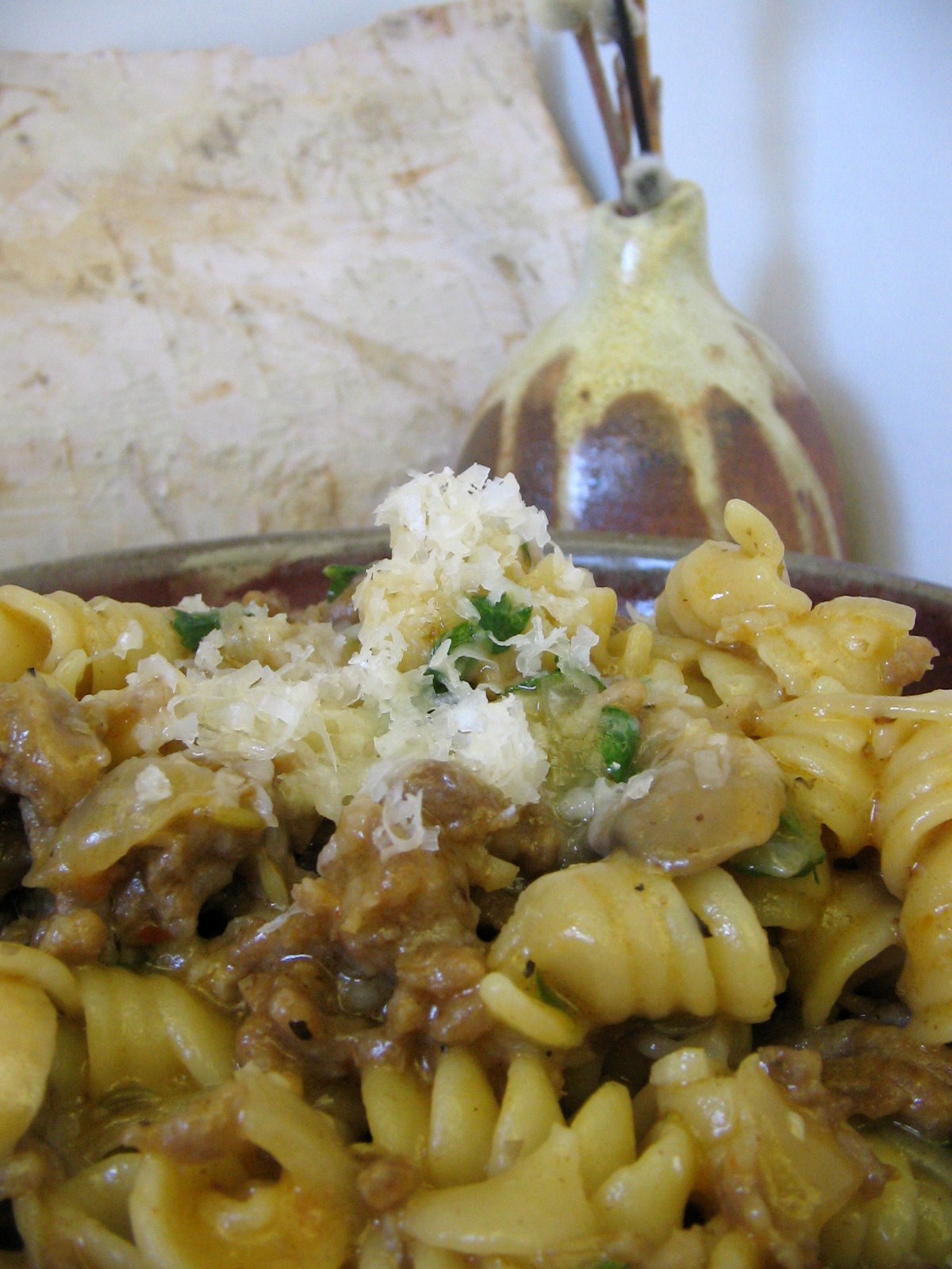 Arctic Garden Studio Risotto Style Pasta with Sausage and Mushrooms